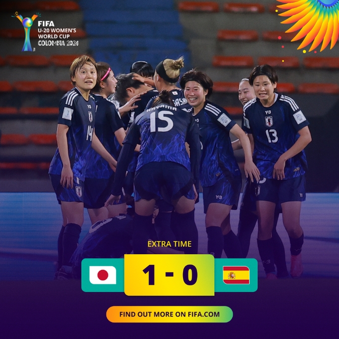 U20女足世界杯日本1-0擊敗西班牙，半決賽將戰(zhàn)荷蘭女足